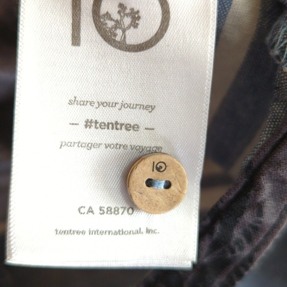 Tentree‎ Shirt Mens L Blue Striped Linen Cotton Hood - Picture 7 of 8